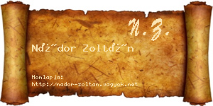 Nádor Zoltán névjegykártya